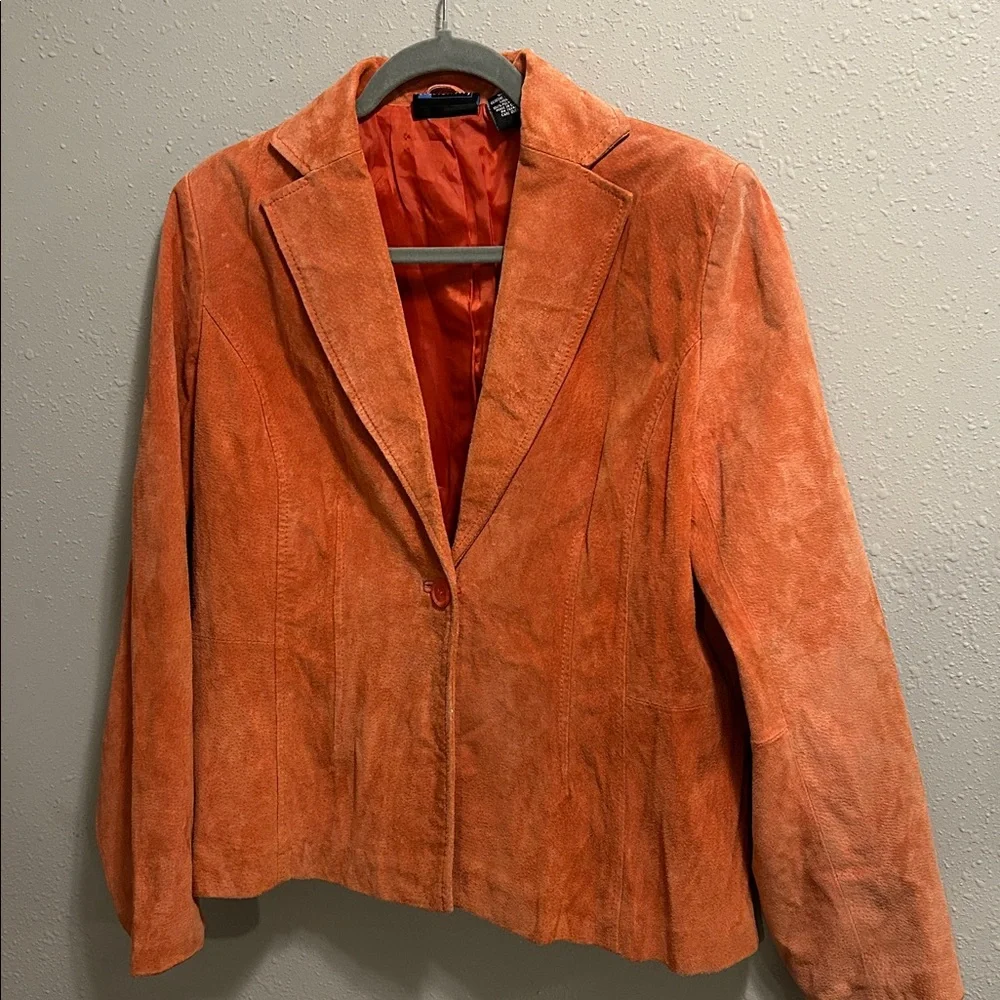 Vintage Relativity‎ Women's Coral Orange Suede Leather Jacket